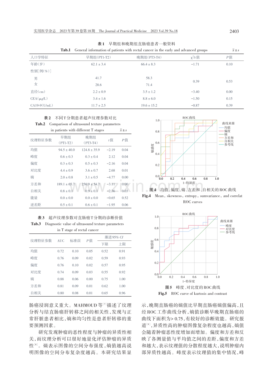 超声纹理分析在直肠癌T分期中的诊断价值.pdf_第3页