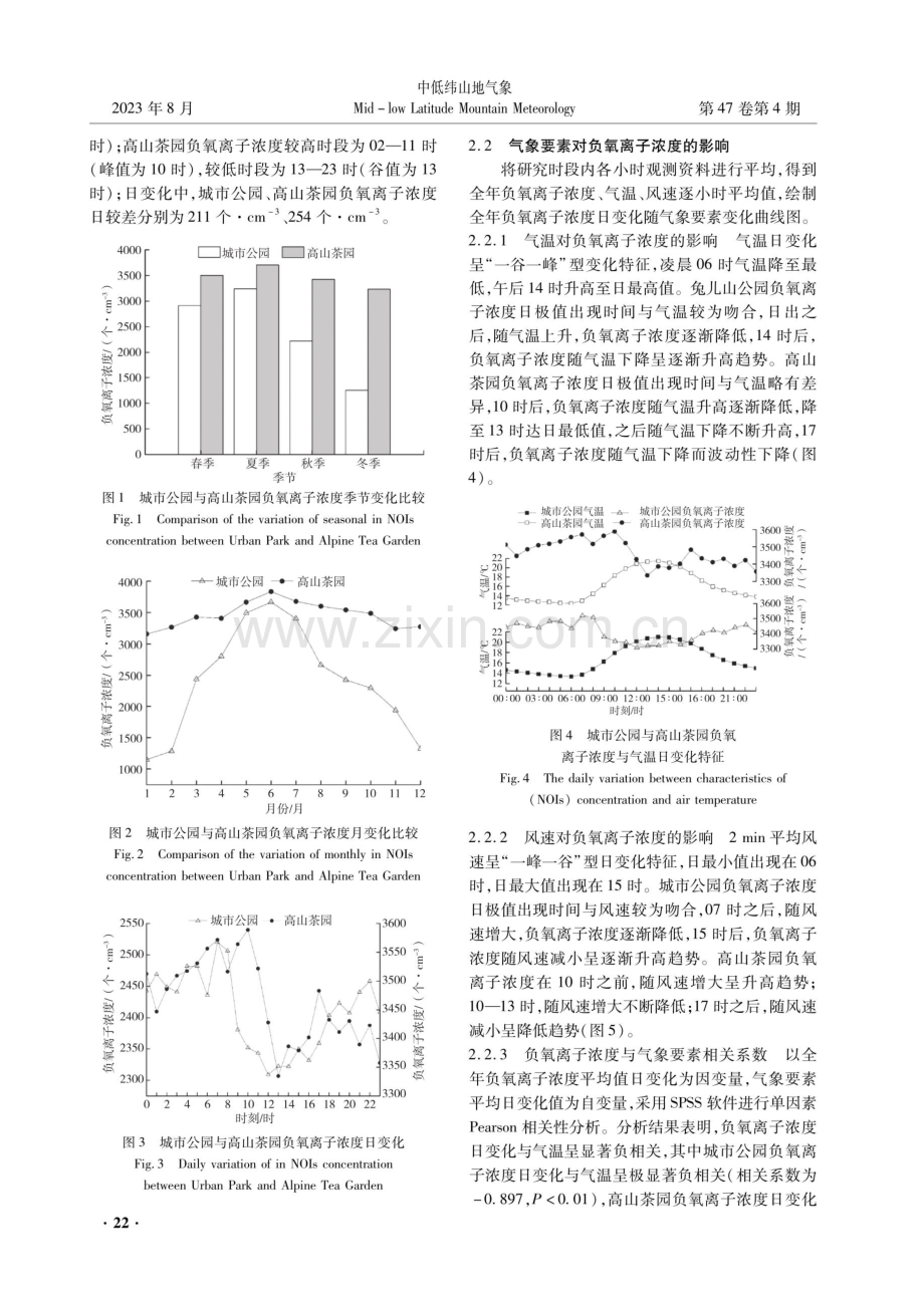 城市公园与高山茶园负氧离子浓度对比分析及气象要素影响.pdf_第3页