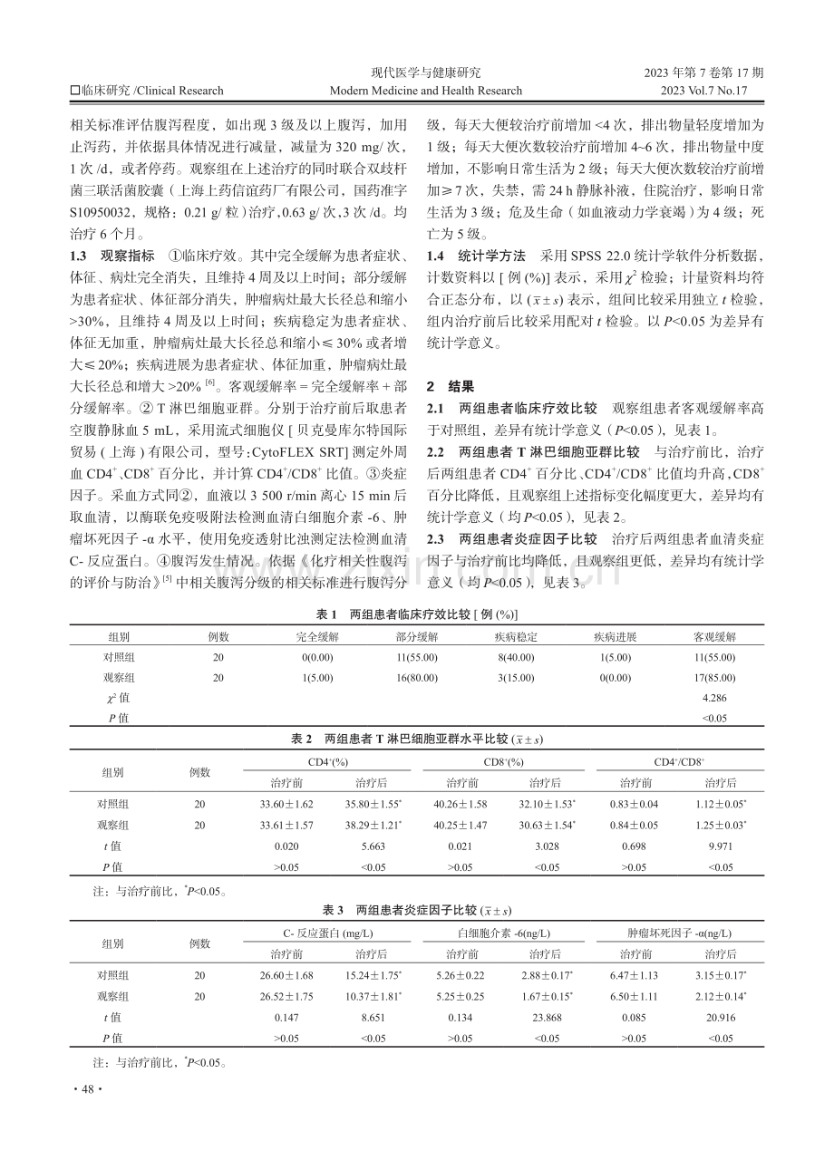 肠道益生菌在人表皮生长因子受体-2阳性晚期乳腺癌治疗中对患者的腹泻反应及抗肿瘤疗效的影响.pdf_第2页