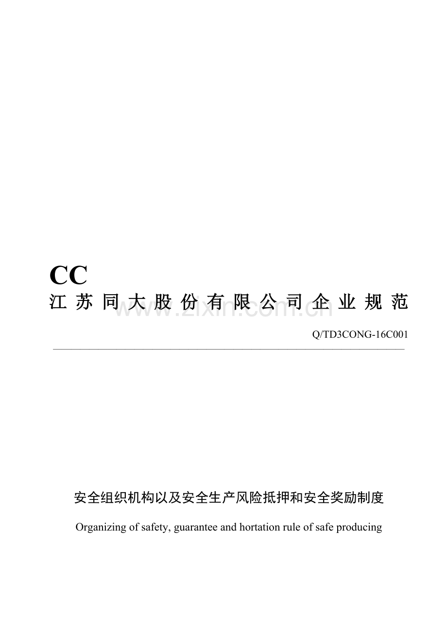 3CONG16C001安全组织机构以及安全生产风险抵押和安全奖励制度20060315.doc_第1页