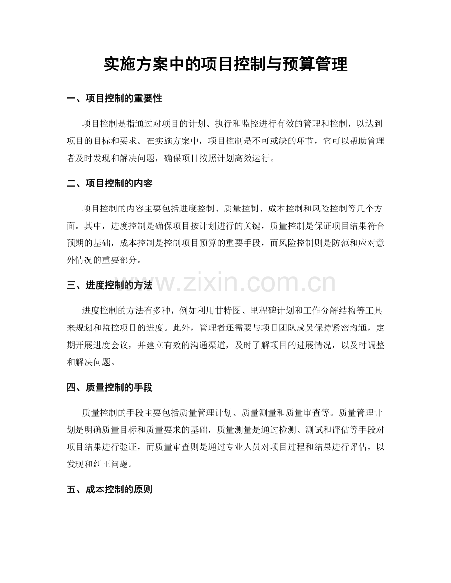 实施方案中的项目控制与预算管理.docx_第1页