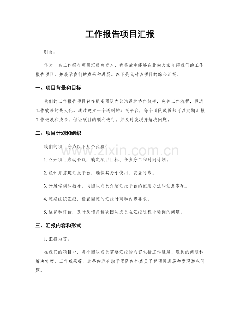 工作报告项目汇报.docx_第1页