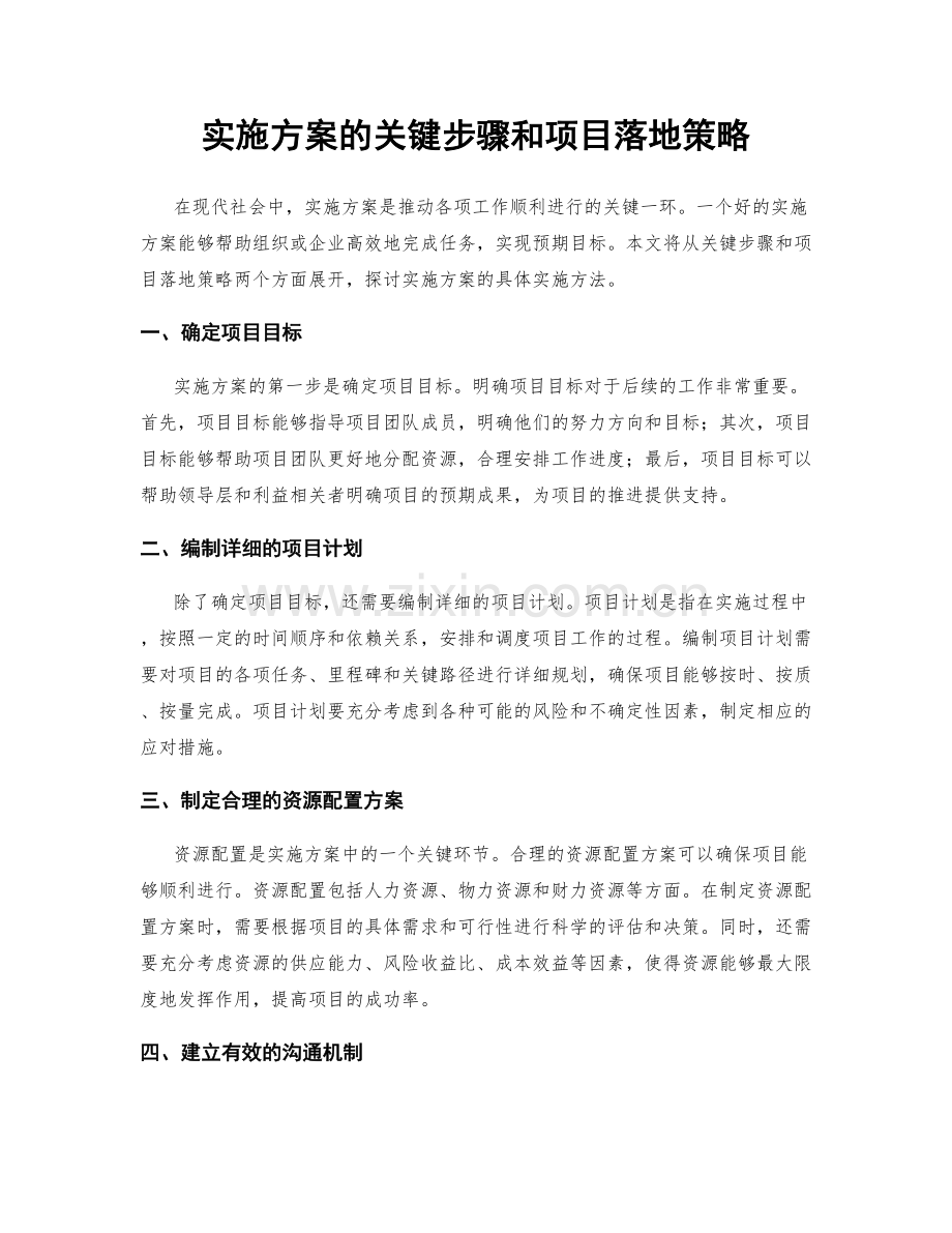 实施方案的关键步骤和项目落地策略.docx_第1页