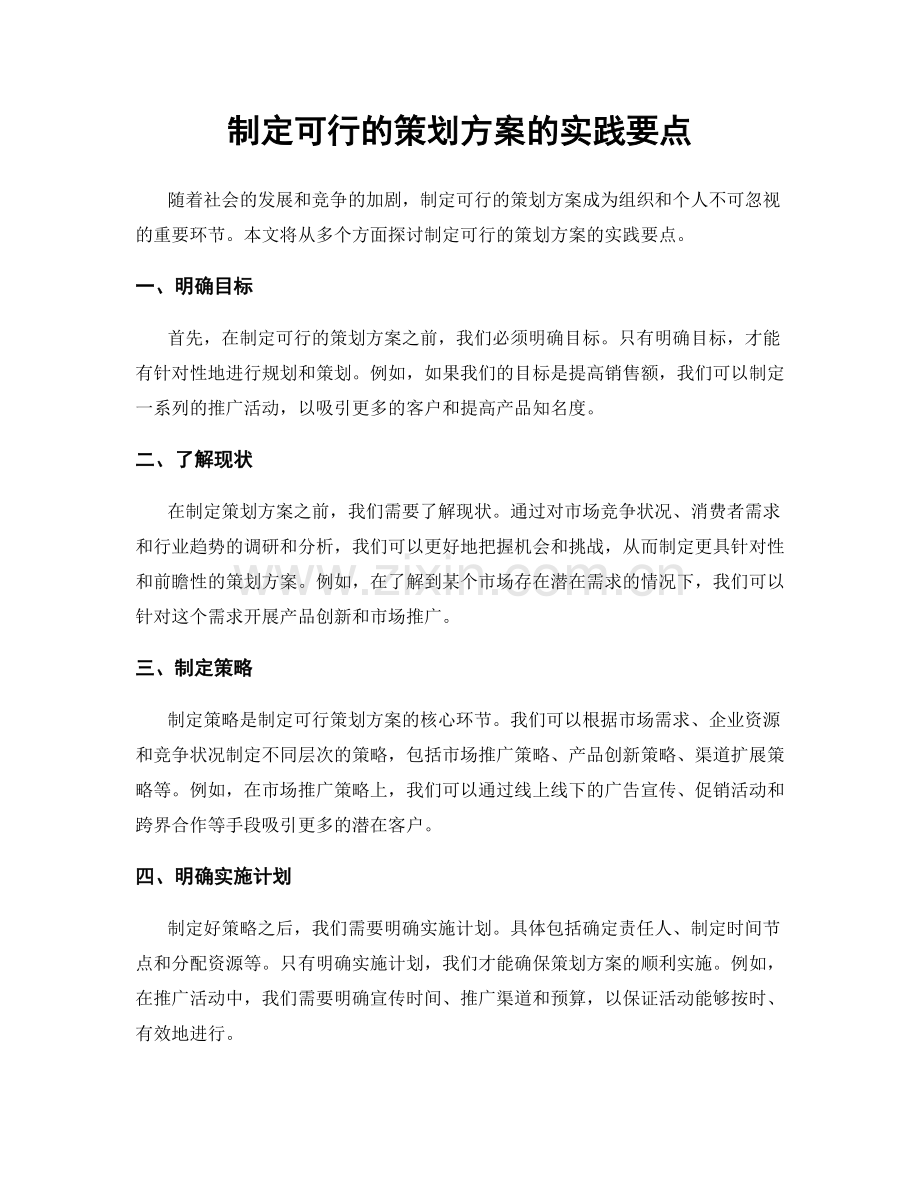 制定可行的策划方案的实践要点.docx_第1页