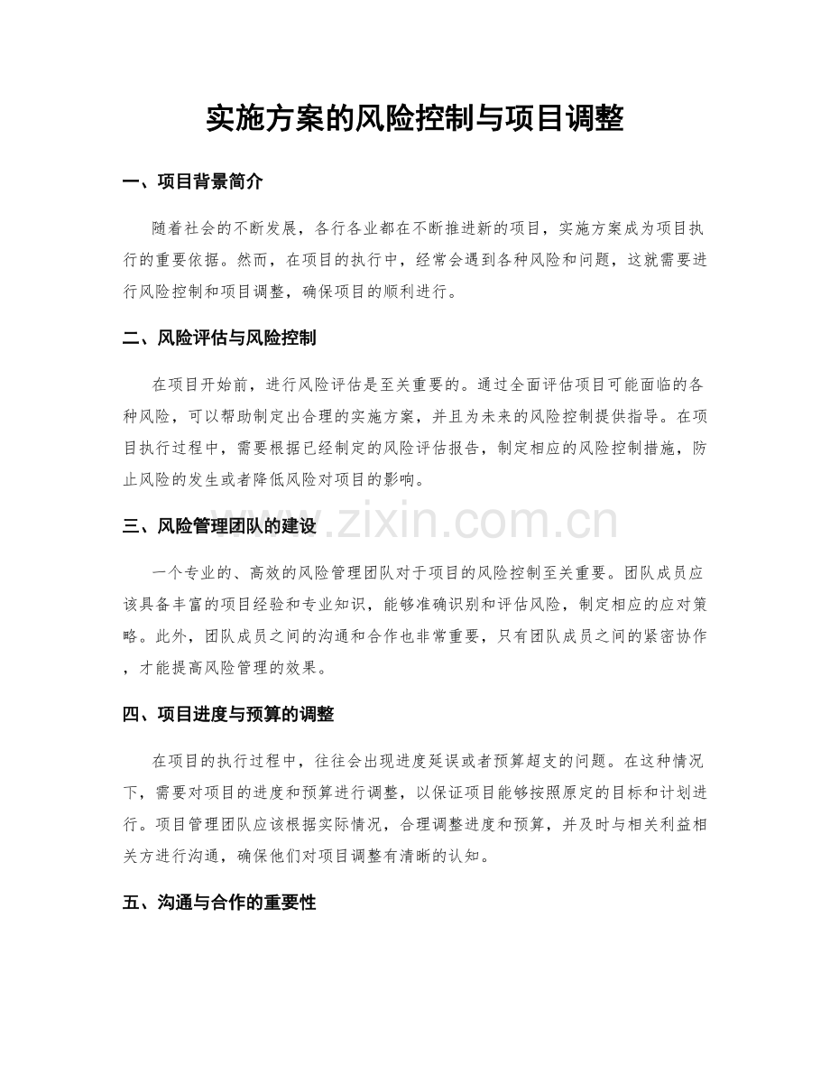 实施方案的风险控制与项目调整.docx_第1页