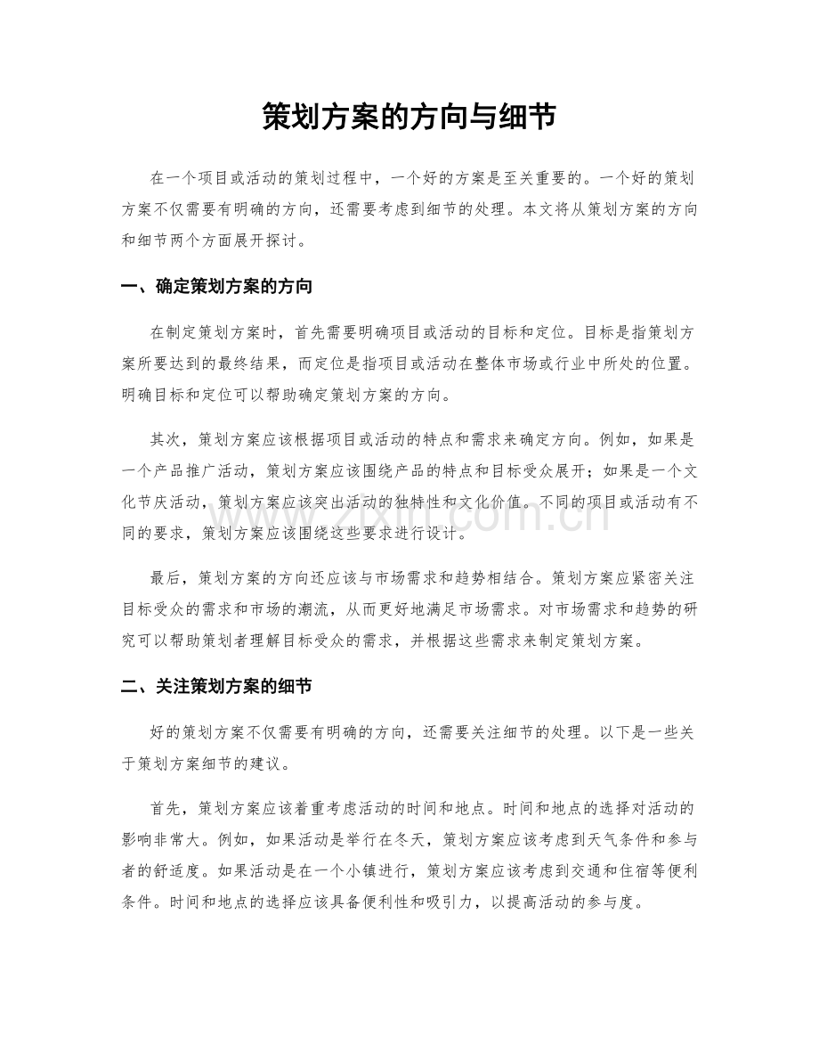 策划方案的方向与细节.docx_第1页