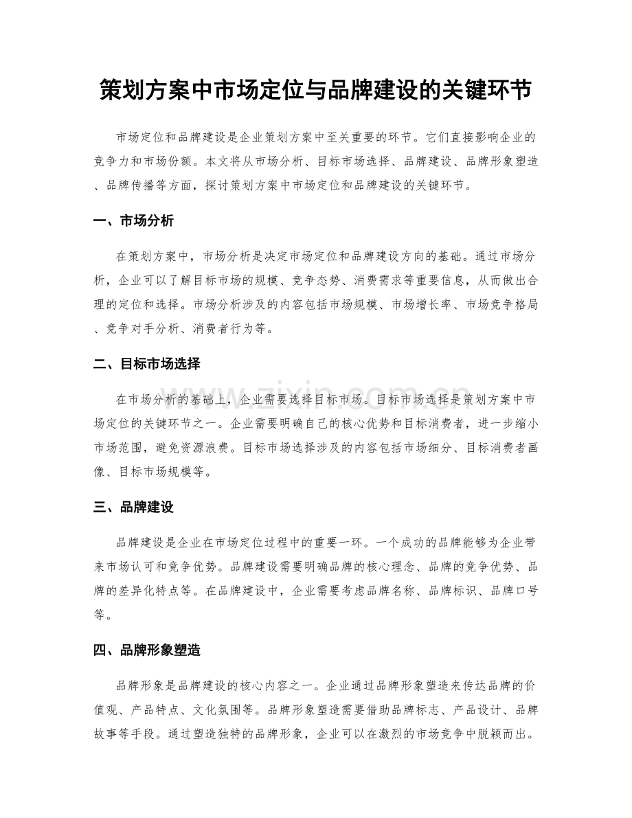 策划方案中市场定位与品牌建设的关键环节.docx_第1页