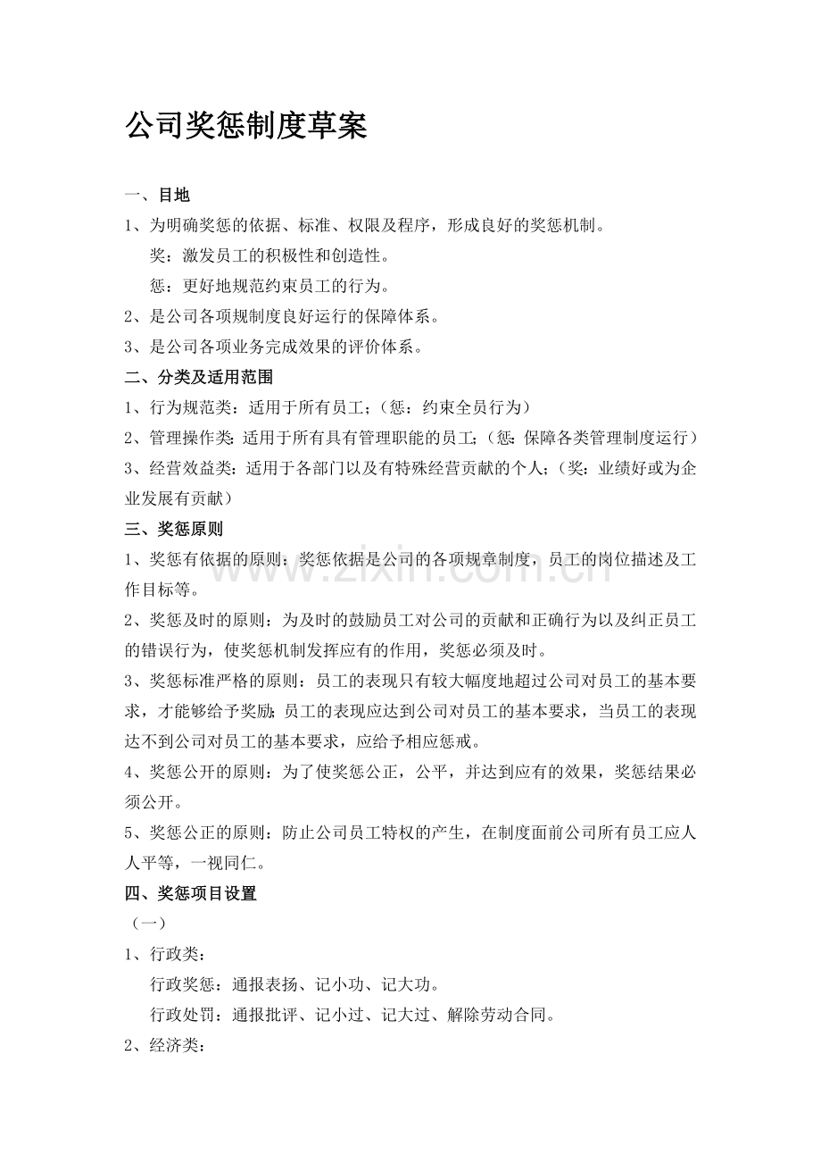 公司奖惩管理制度草案.doc_第1页