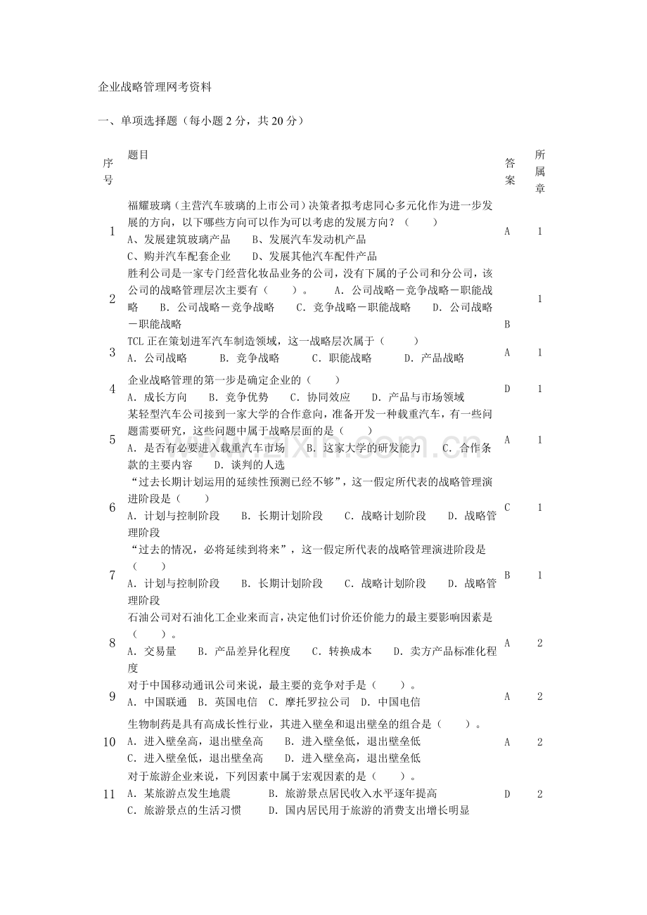 企业战略管理网考资料.doc_第1页