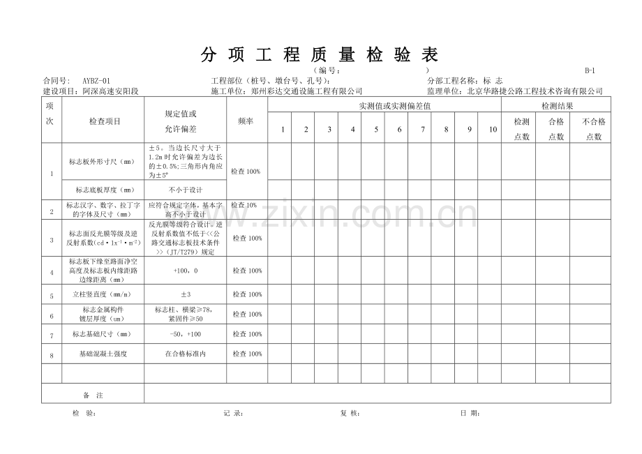 交通安全设施工程质量检验评定表新表样表.doc_第2页