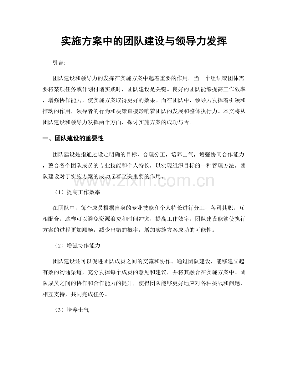 实施方案中的团队建设与领导力发挥.docx_第1页