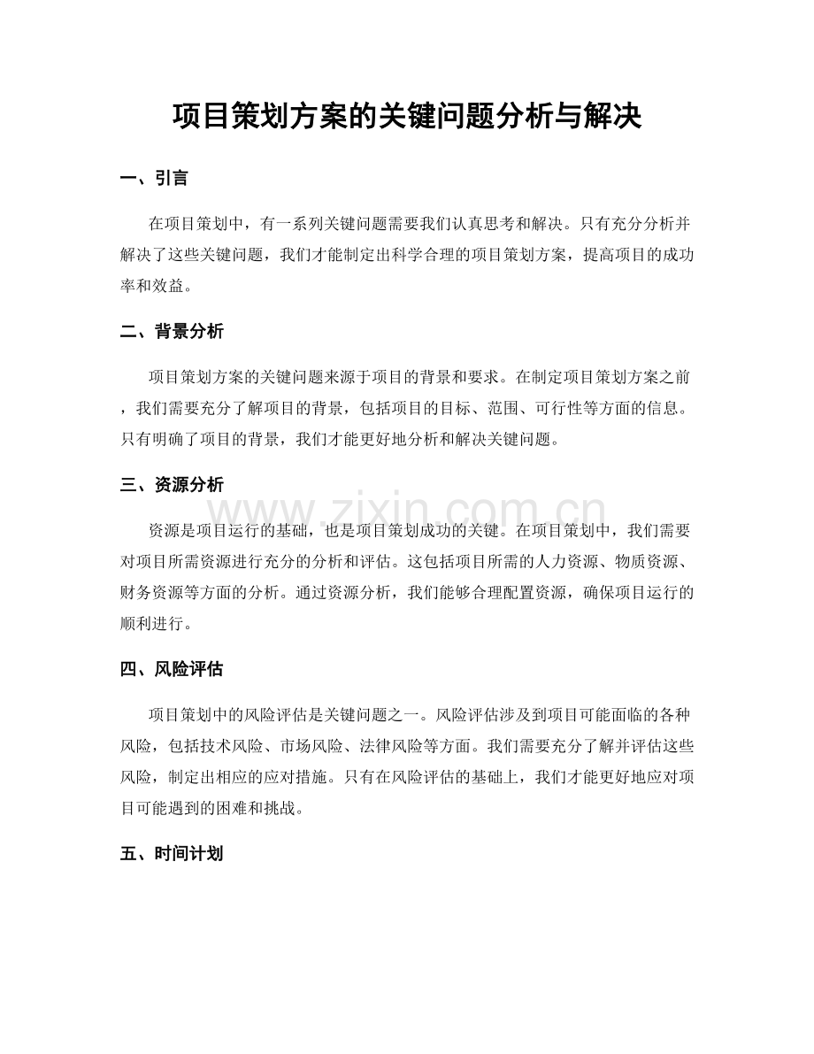 项目策划方案的关键问题分析与解决.docx_第1页