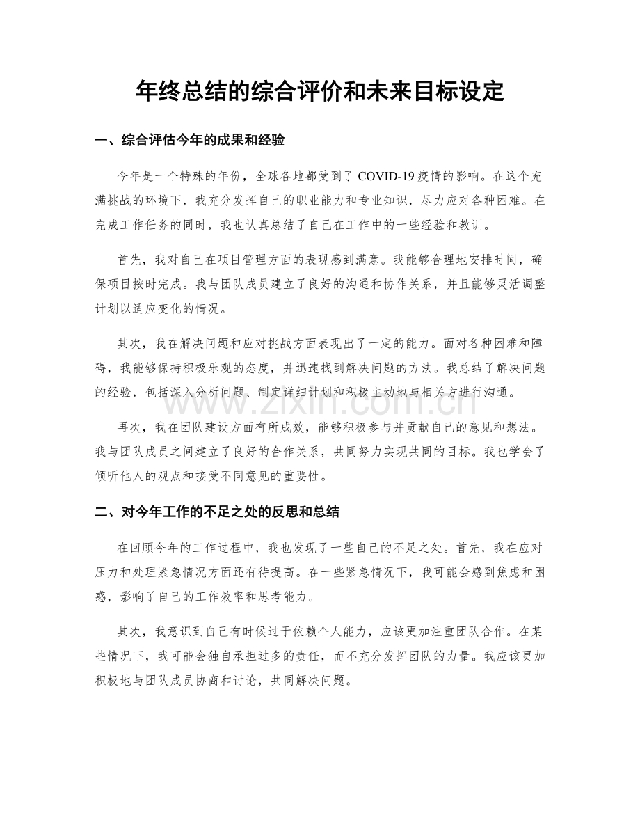 年终总结的综合评价和未来目标设定.docx_第1页