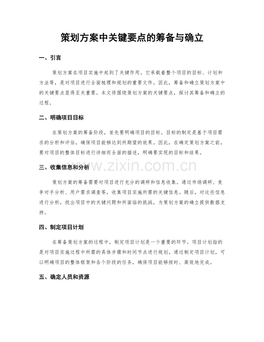 策划方案中关键要点的筹备与确立.docx_第1页