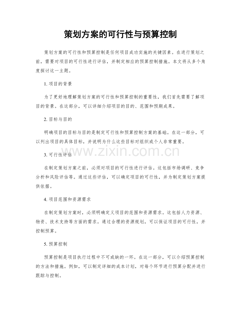 策划方案的可行性与预算控制.docx_第1页