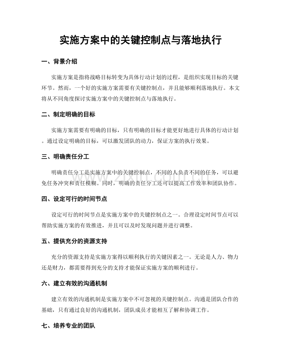 实施方案中的关键控制点与落地执行.docx_第1页