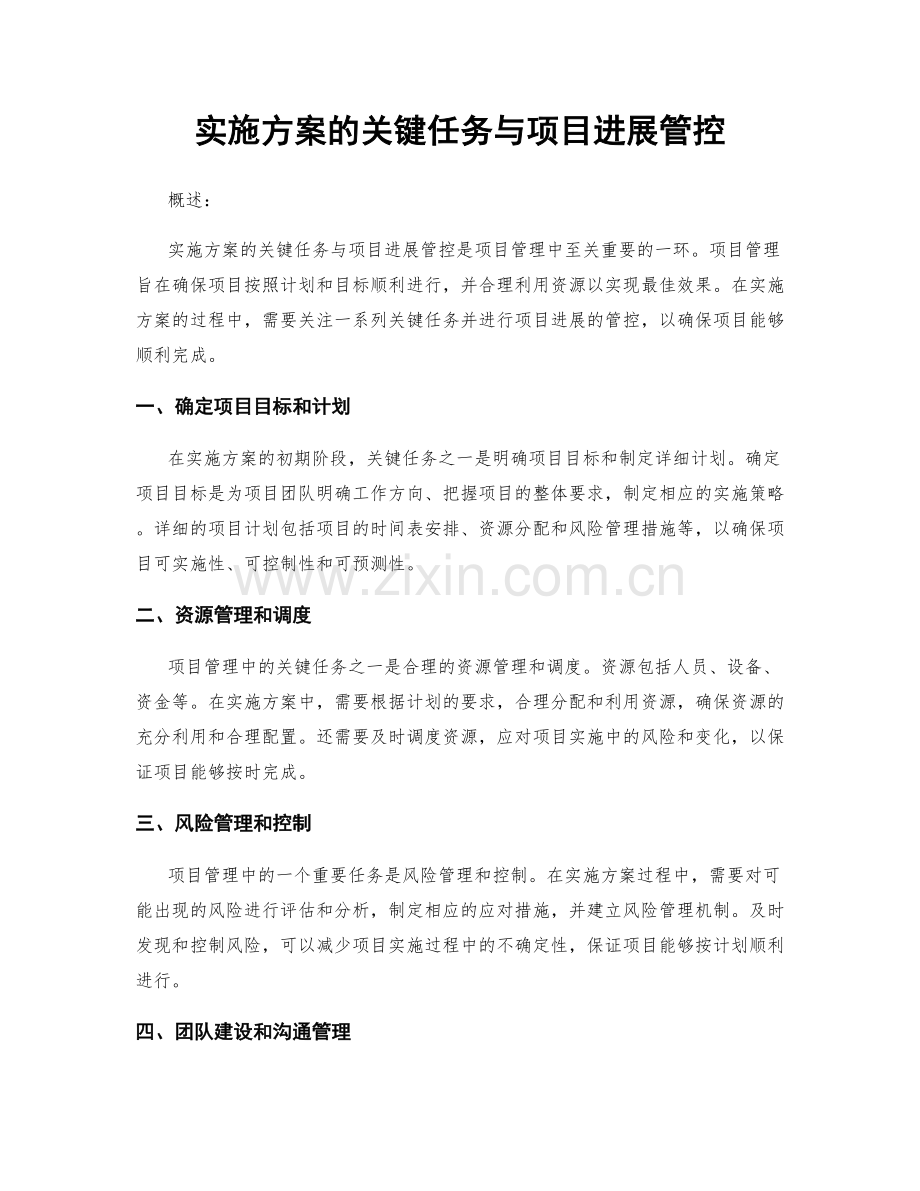 实施方案的关键任务与项目进展管控.docx_第1页