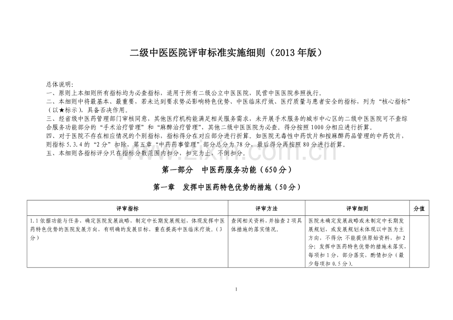 二级中医医院评审标准实施细则.doc_第1页