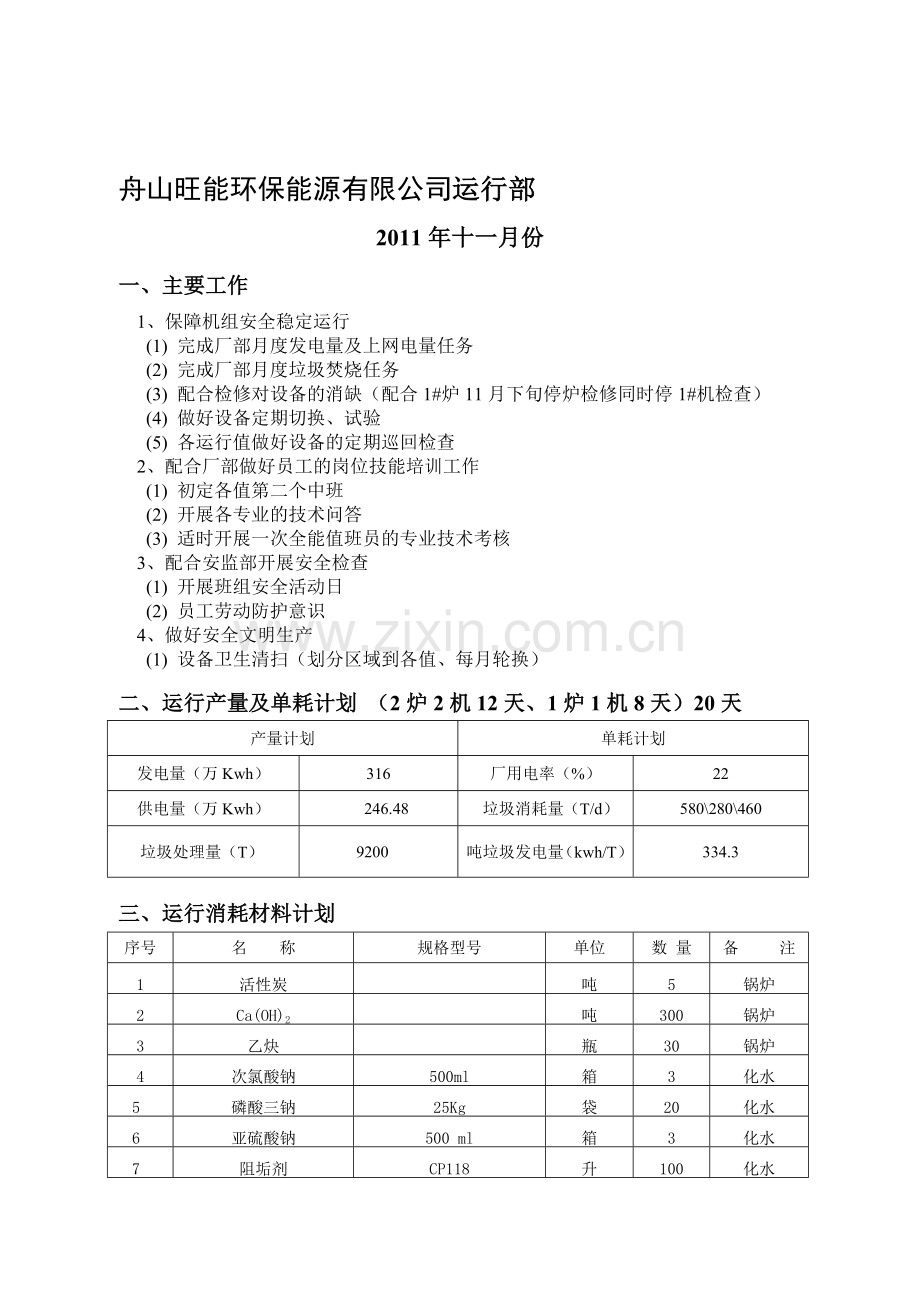 2011年11月1份生产计划.doc_第1页