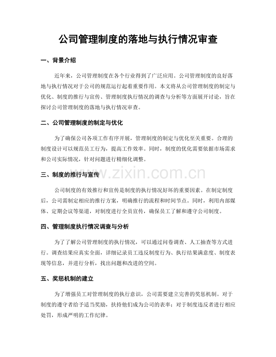 公司管理制度的落地与执行情况审查.docx_第1页