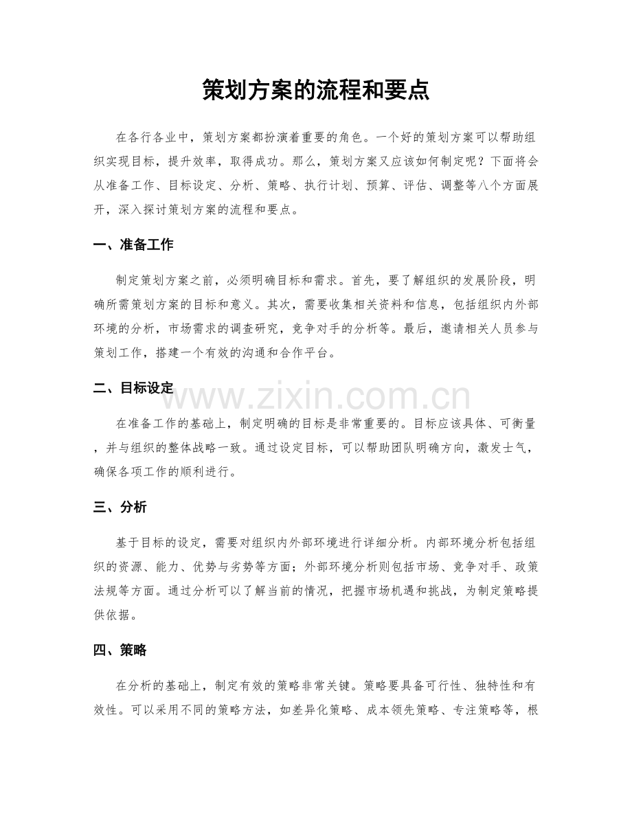 策划方案的流程和要点.docx_第1页