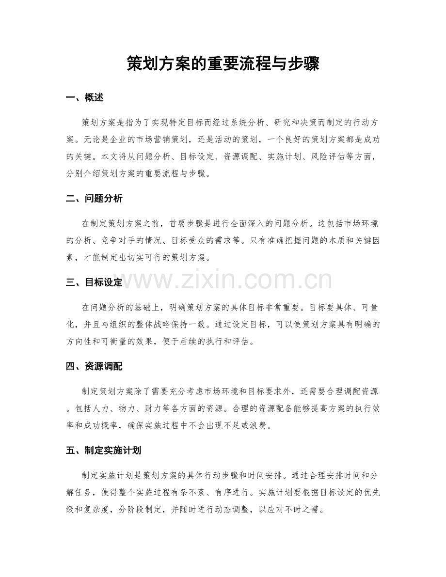 策划方案的重要流程与步骤.docx_第1页