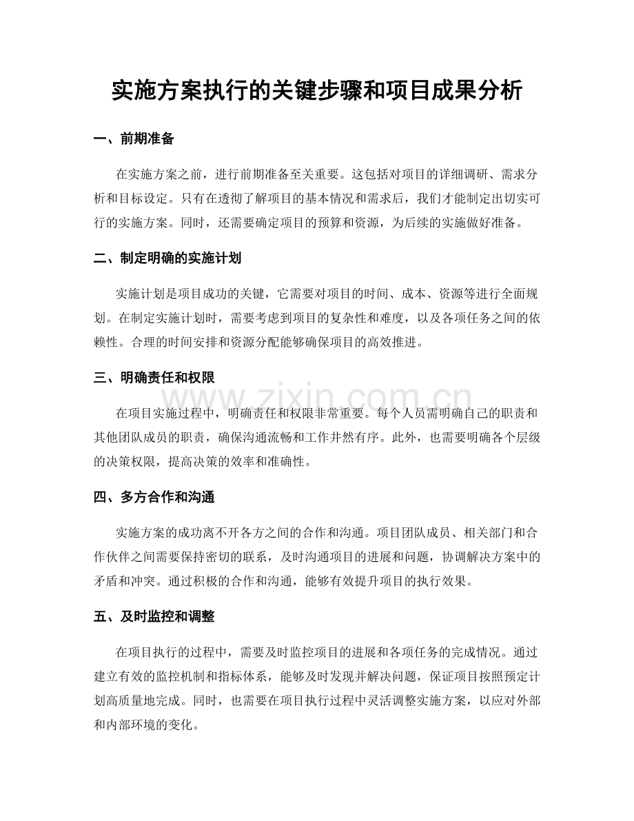 实施方案执行的关键步骤和项目成果分析.docx_第1页