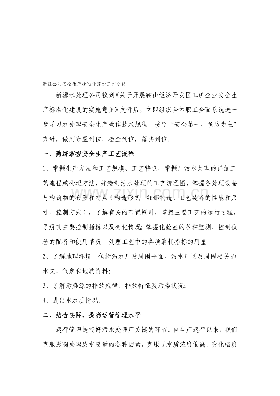 新源公司安全生产标准化建设工作总结..doc_第1页