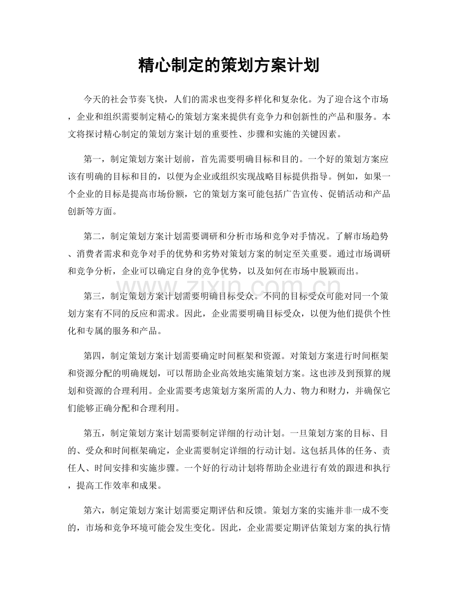 精心制定的策划方案计划.docx_第1页