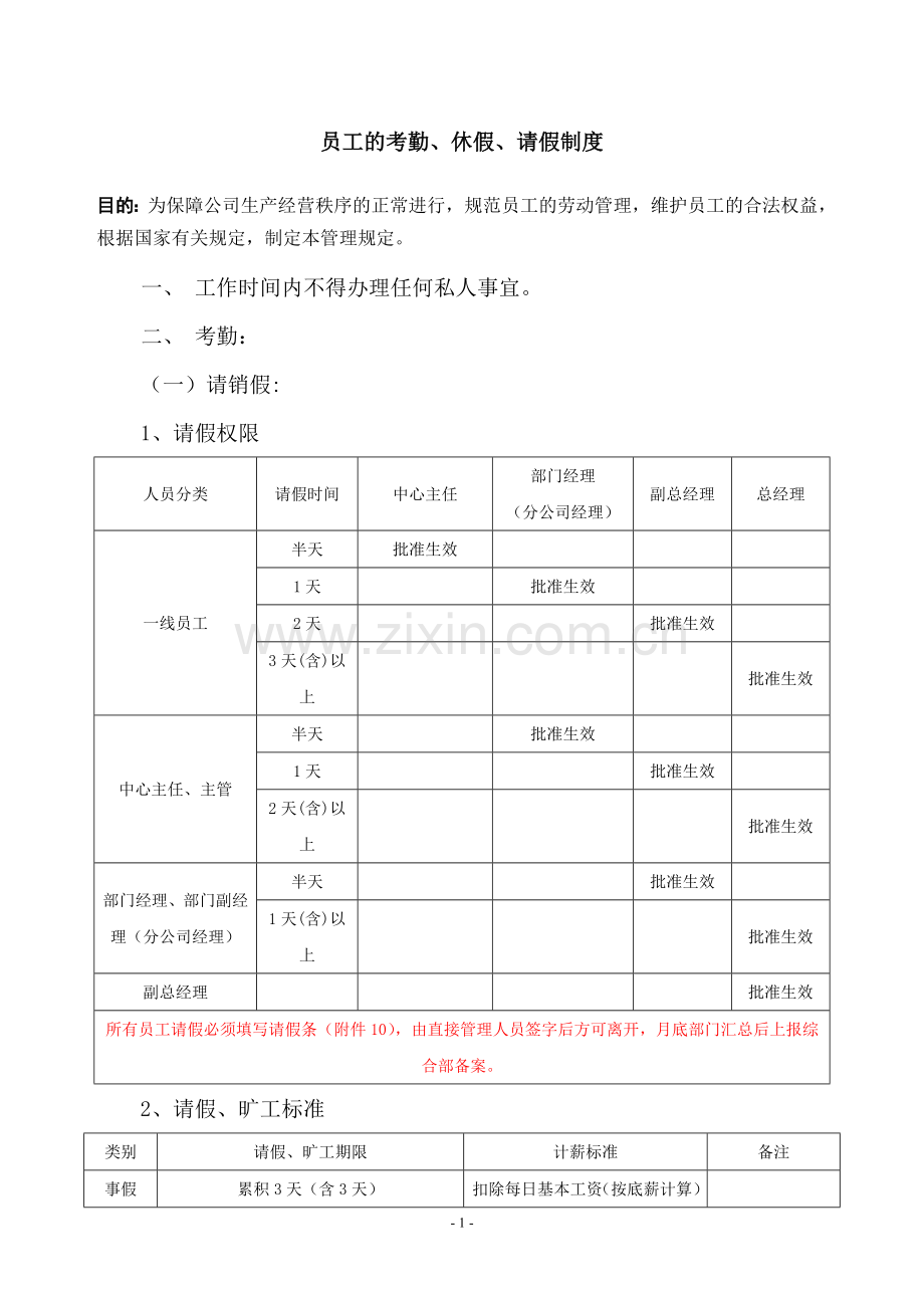 通信服务有限公司考勤管理制度.doc_第1页