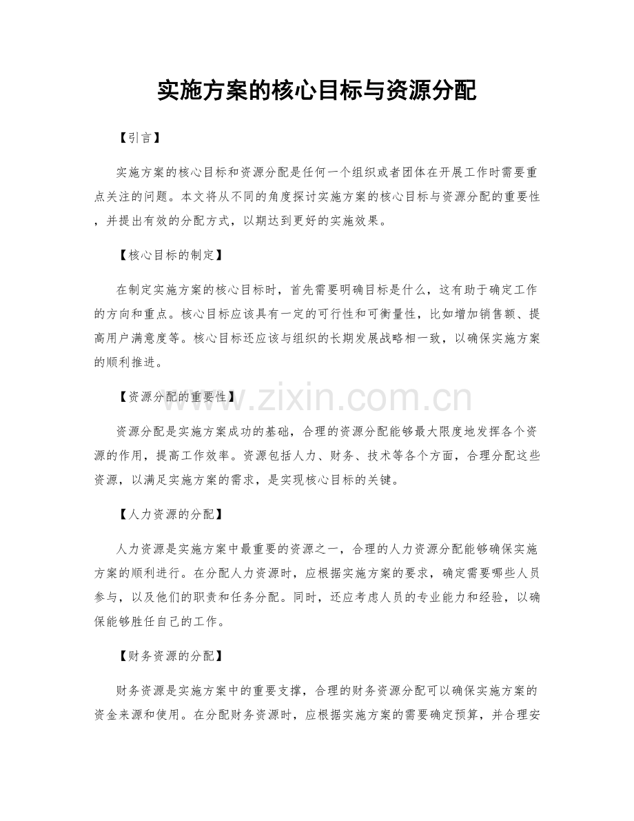 实施方案的核心目标与资源分配.docx_第1页