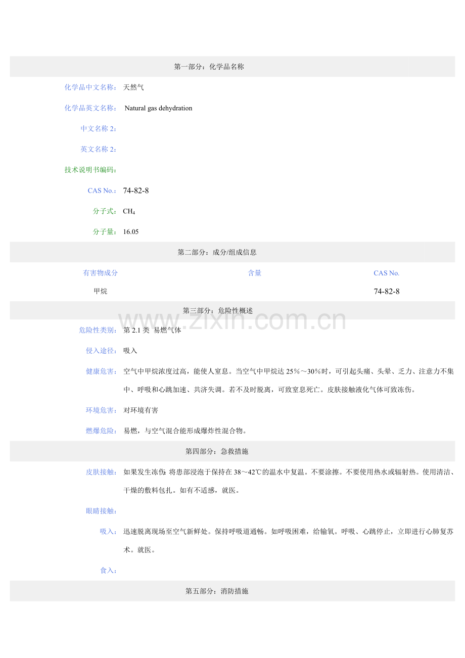 天然气安全技术说明书MSDS.doc_第1页