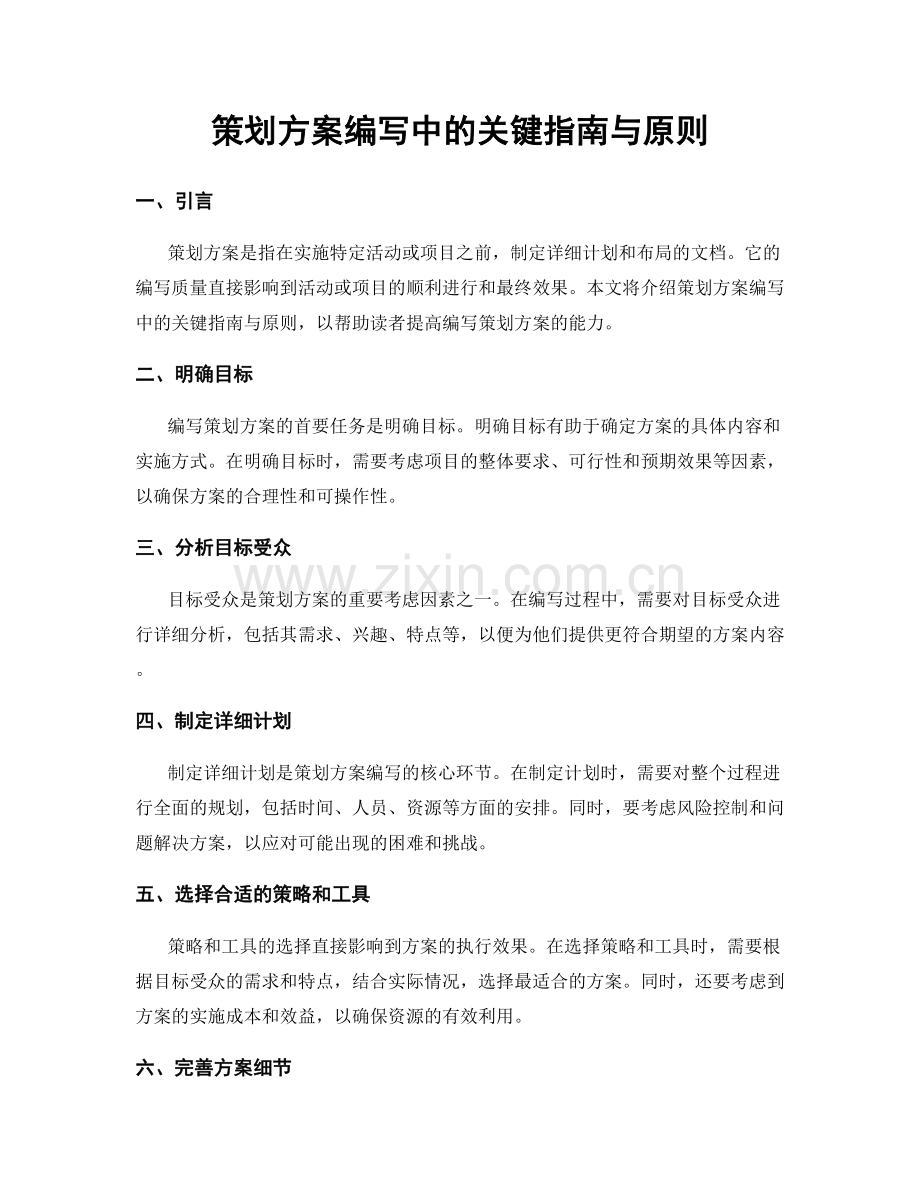 策划方案编写中的关键指南与原则.docx_第1页