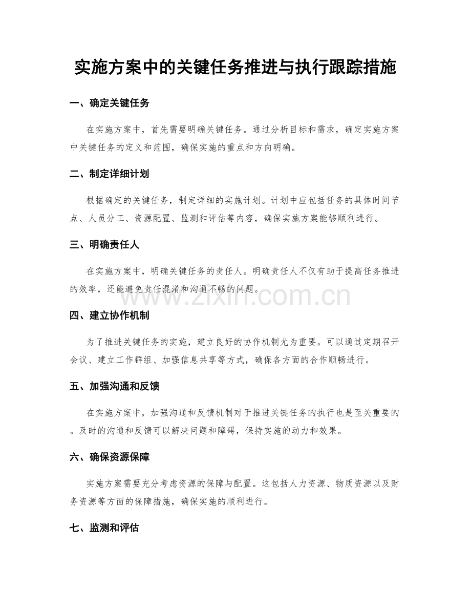 实施方案中的关键任务推进与执行跟踪措施.docx_第1页