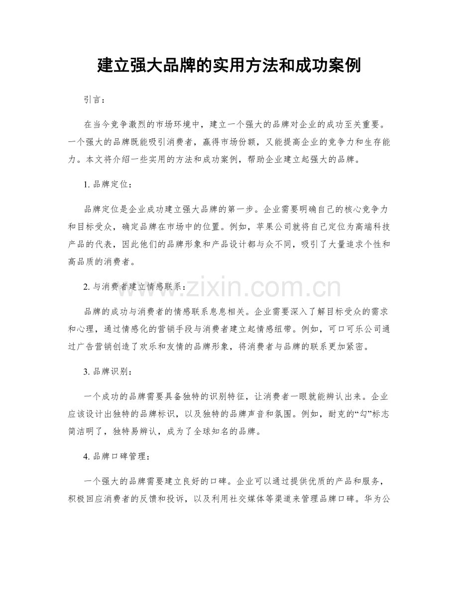 建立强大品牌的实用方法和成功案例.docx_第1页