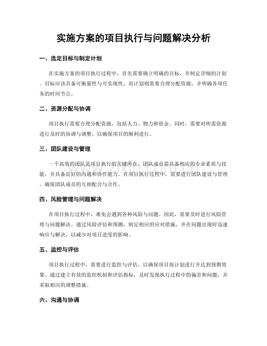 实施方案的项目执行与问题解决分析.docx_第1页