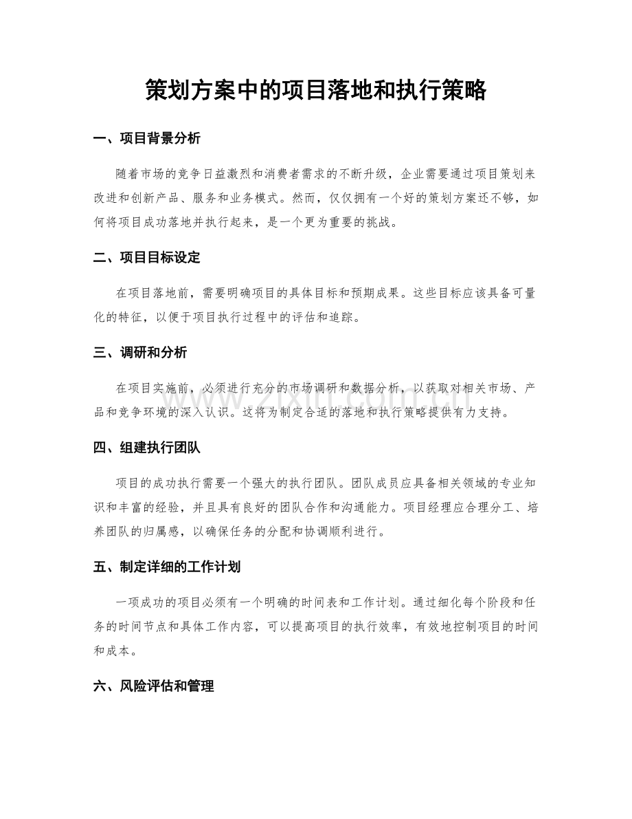 策划方案中的项目落地和执行策略.docx_第1页