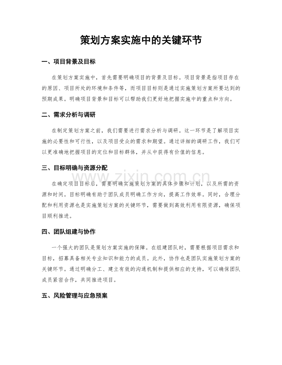 策划方案实施中的关键环节.docx_第1页