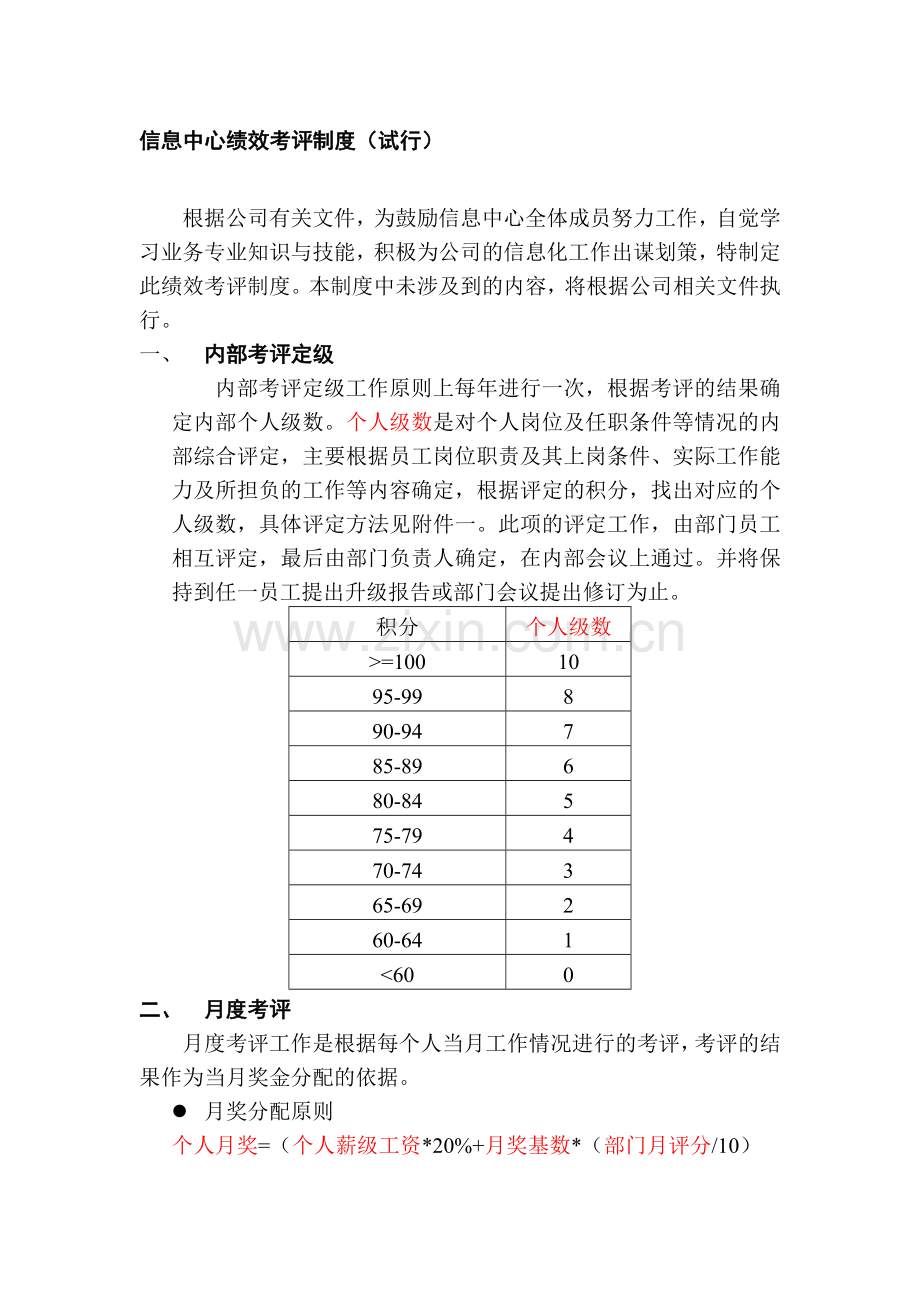 信息中心绩效考评制度(试行).doc_第1页