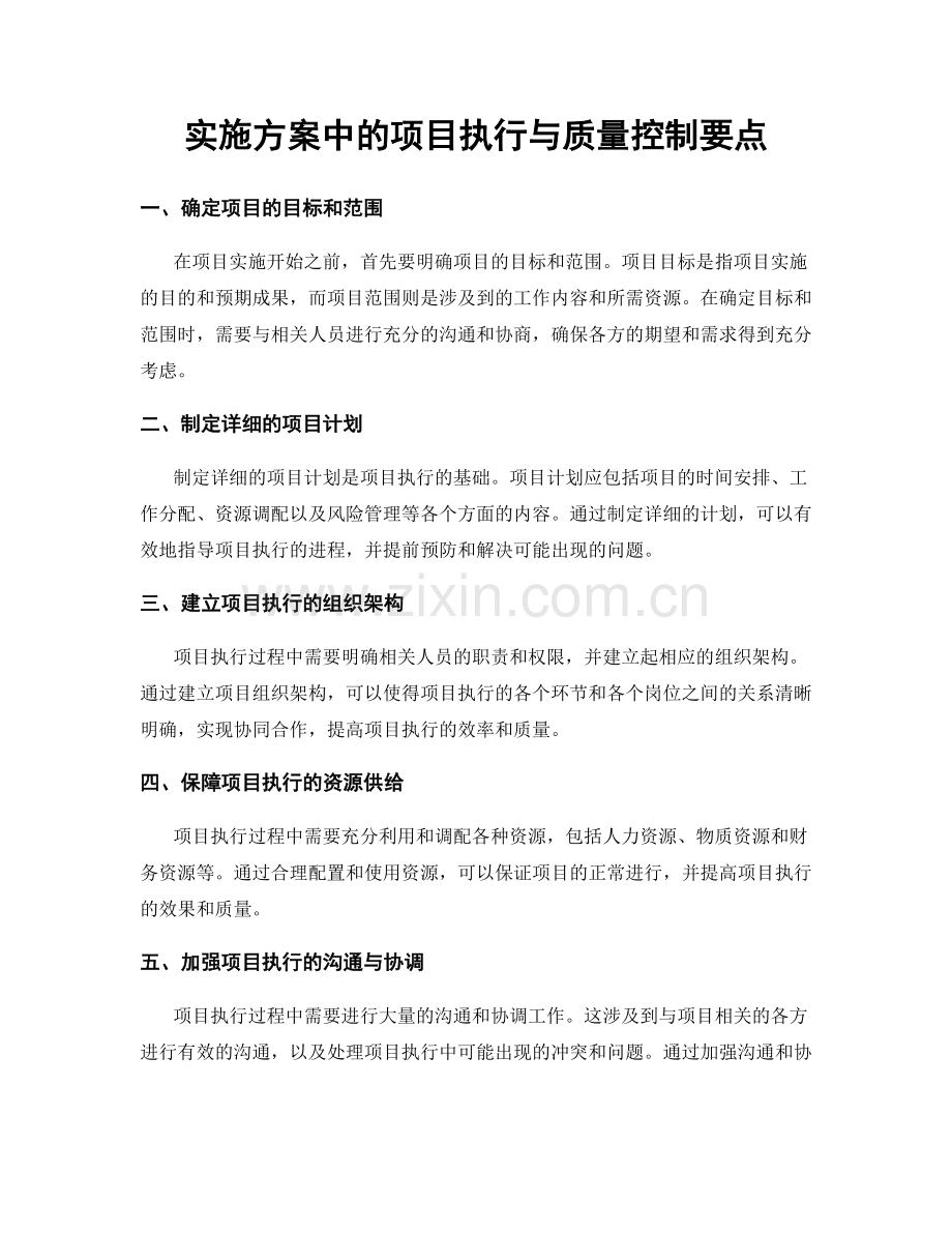 实施方案中的项目执行与质量控制要点.docx_第1页