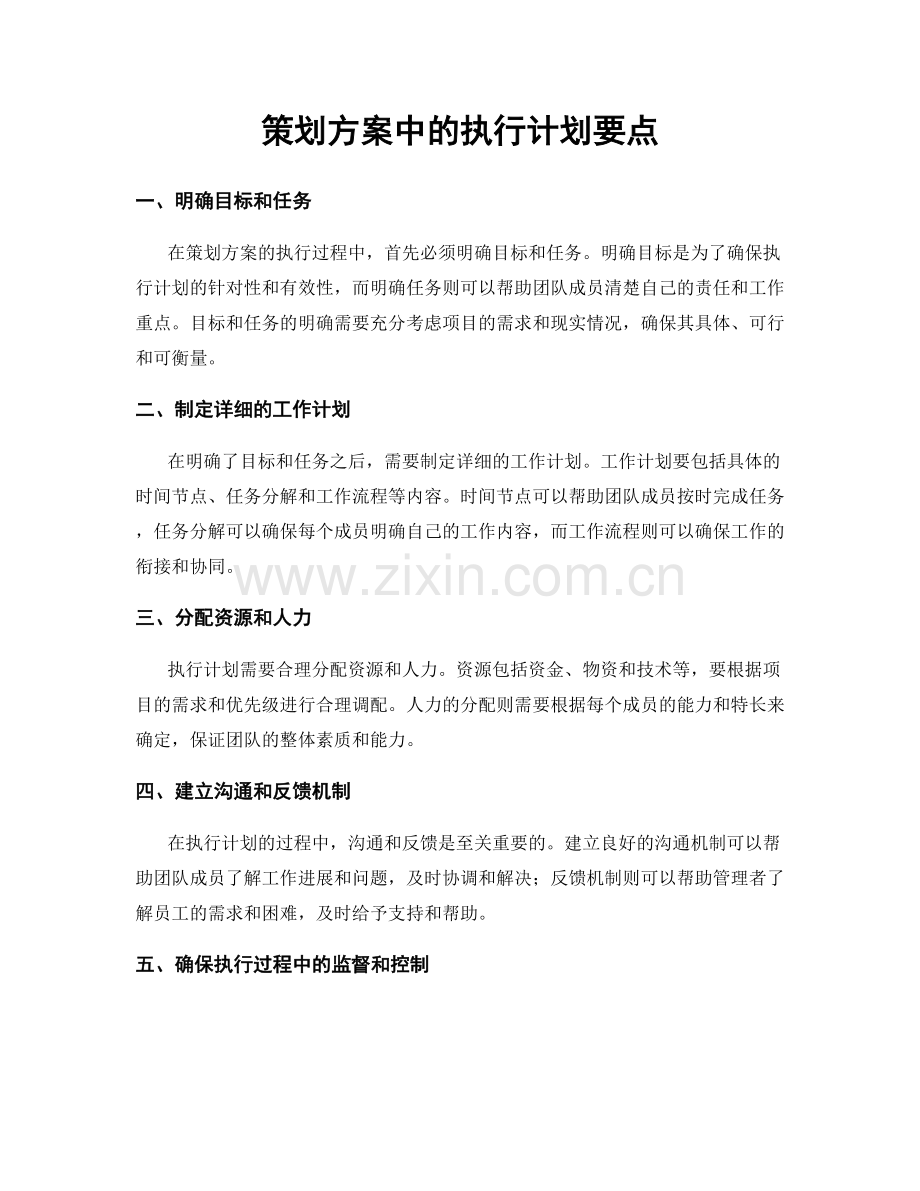 策划方案中的执行计划要点.docx_第1页