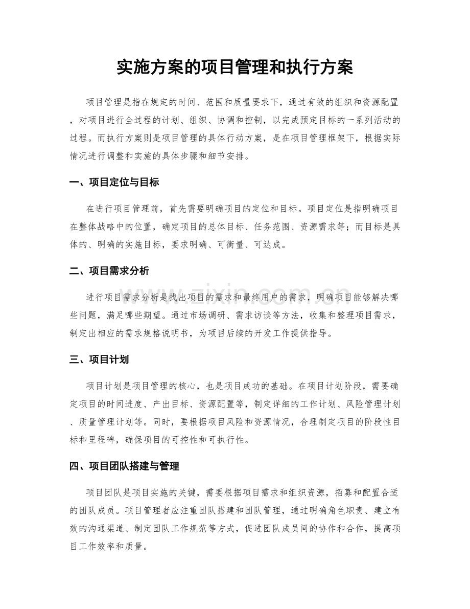 实施方案的项目管理和执行方案.docx_第1页