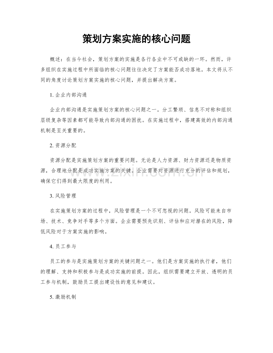 策划方案实施的核心问题.docx_第1页