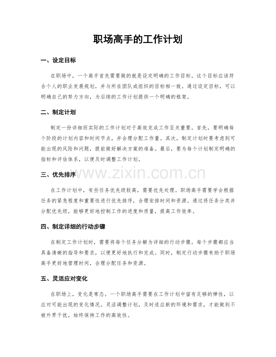 职场高手的工作计划.docx_第1页