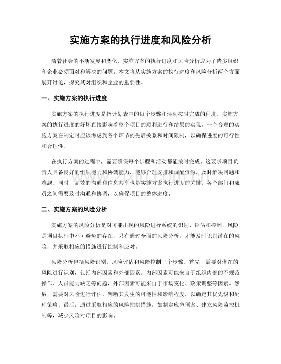 实施方案的执行进度和风险分析.docx_第1页