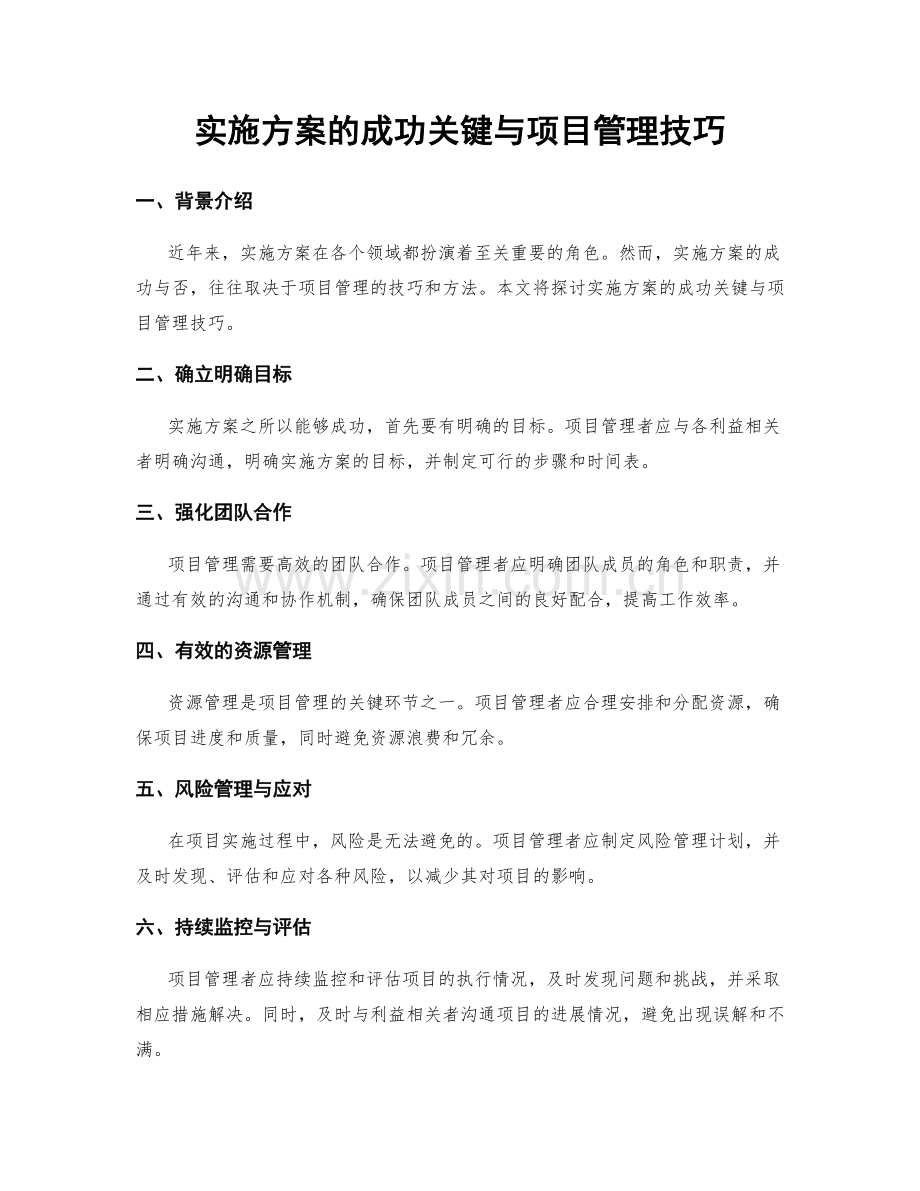 实施方案的成功关键与项目管理技巧.docx_第1页