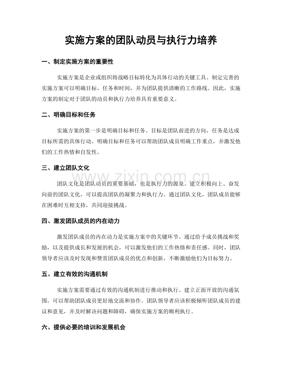 实施方案的团队动员与执行力培养.docx_第1页