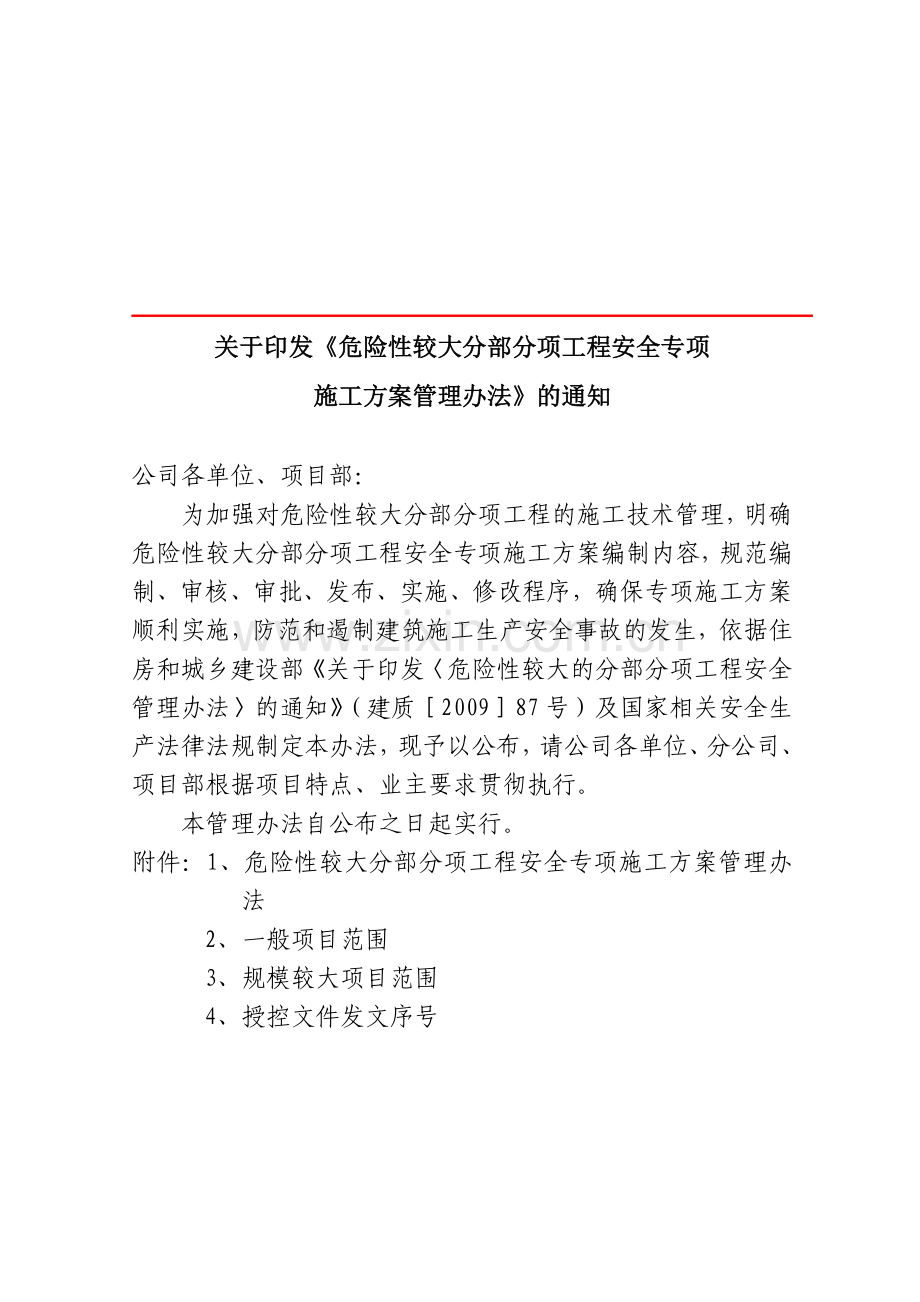 危险性较大分部分项工程安全专项施工方案管理办法..doc_第1页