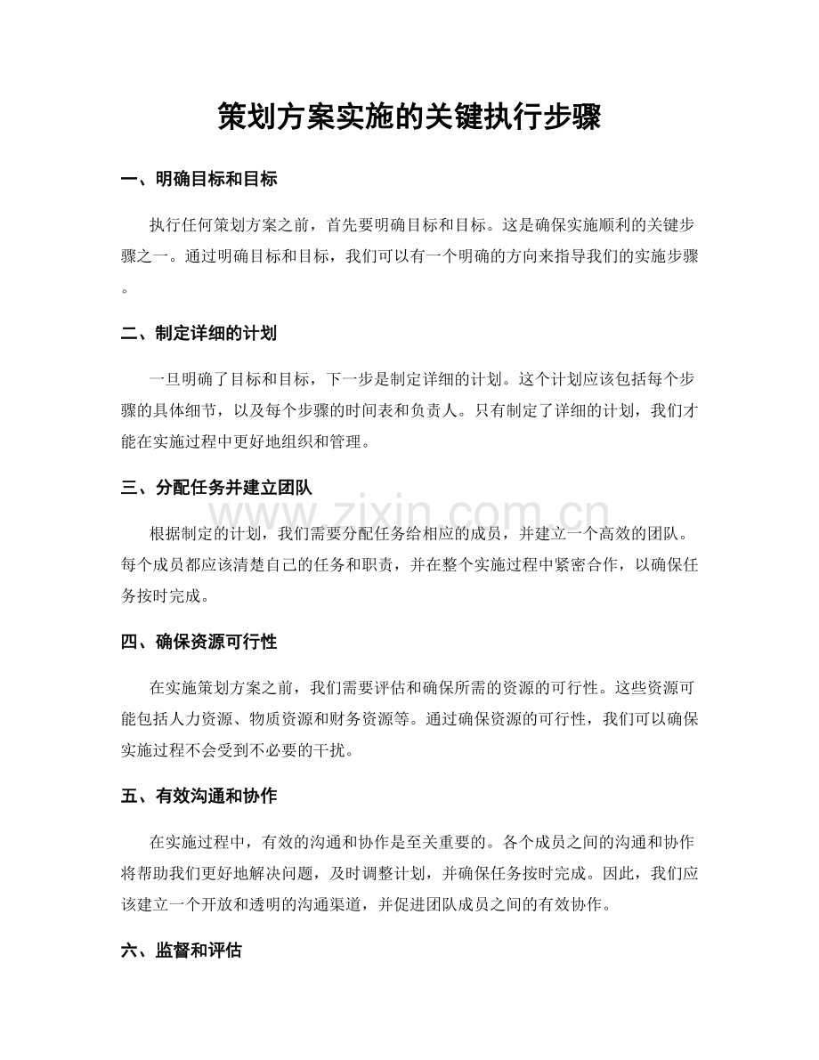 策划方案实施的关键执行步骤.docx_第1页