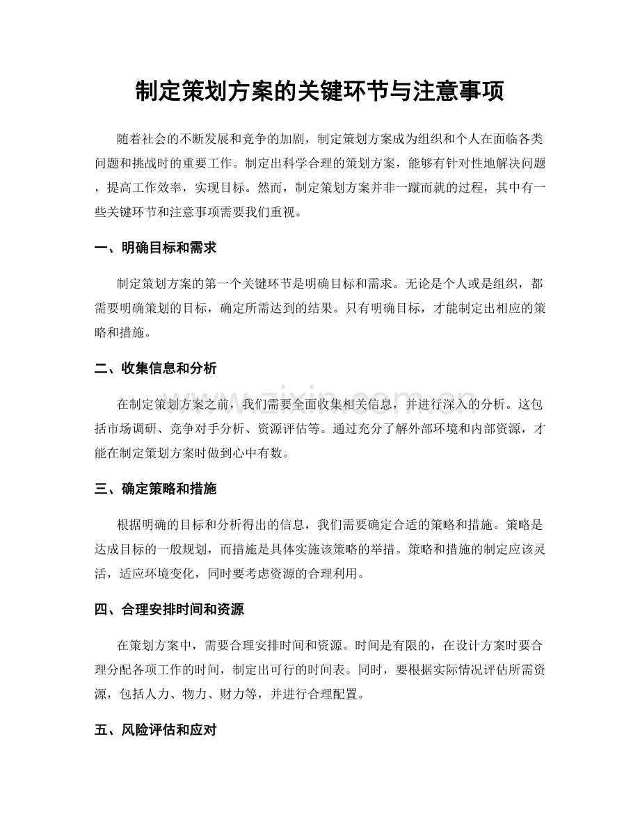 制定策划方案的关键环节与注意事项.docx_第1页